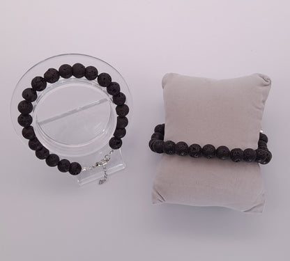 BRACELETS DE PERLES RONDES EN PIERRE DE LAVE - 2 TAILLES AU CHOIX - BIJOUX ARTISANAUX, UNIQUES & ORIGINAUX