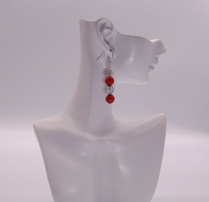 BOUCLES D'OREILLES DUO DE PIERRES HOWLITE - BIJOUX ARTISANAUX, UNIQUES & ORIGINAUX