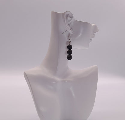 BOUCLES D'OREILLES EN PIERRE DE LAVE -  BIJOUX ARTISANAUX, UNIQUES & ORIGINAUX