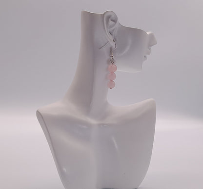 4 MODÈLES DE BOUCLES D'OREILLES EN PIERRE DE QUARTZ ROSE - BIJOUX ARTISANAUX, UNIQUES & ORIGINAUX