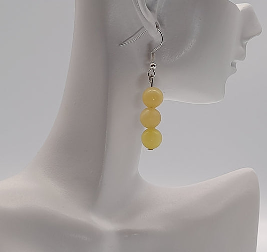 BOUCLES D'OREILLES EN PIERRE DE CALCITE JAUNE - BIJOUX ARTISANAUX, UNIQUES & ORIGINAUX