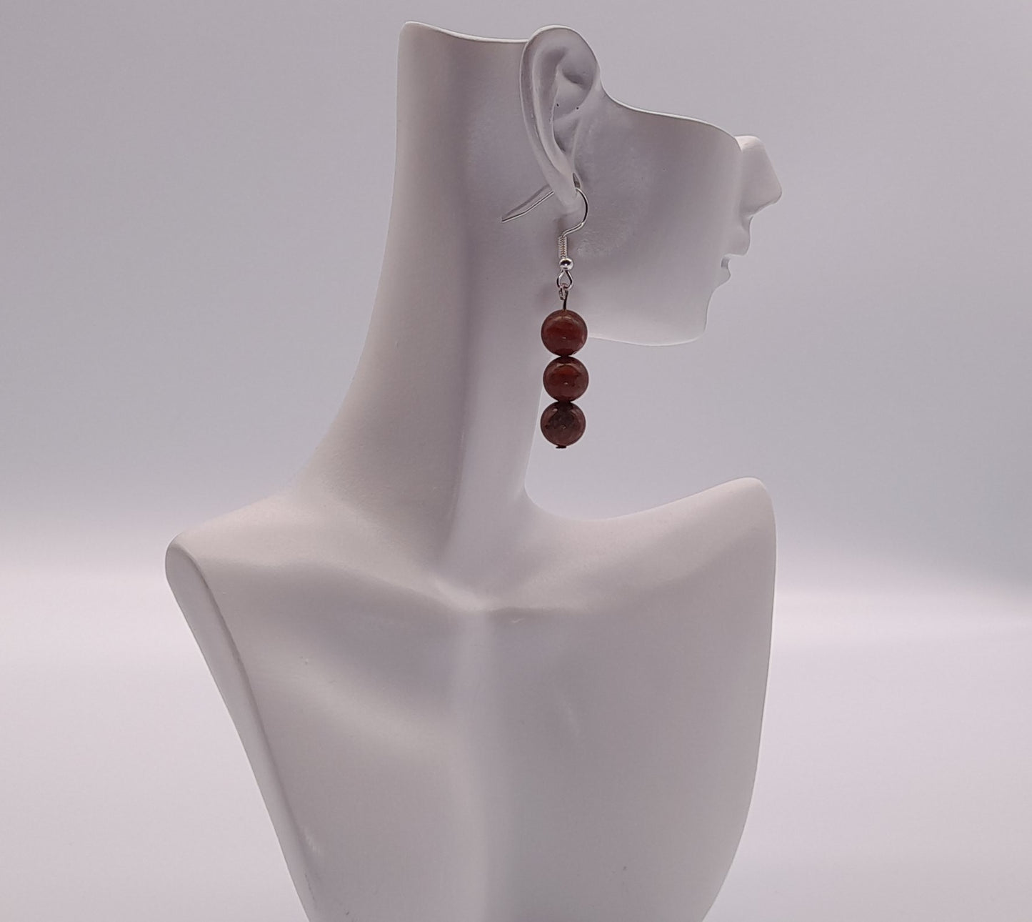 4 MODÈLES DE BOUCLES D'OREILLES EN PIERRE DE JASPE ROUGE - BIJOUX ARTISANAUX, UNIQUES & ORIGINAUX