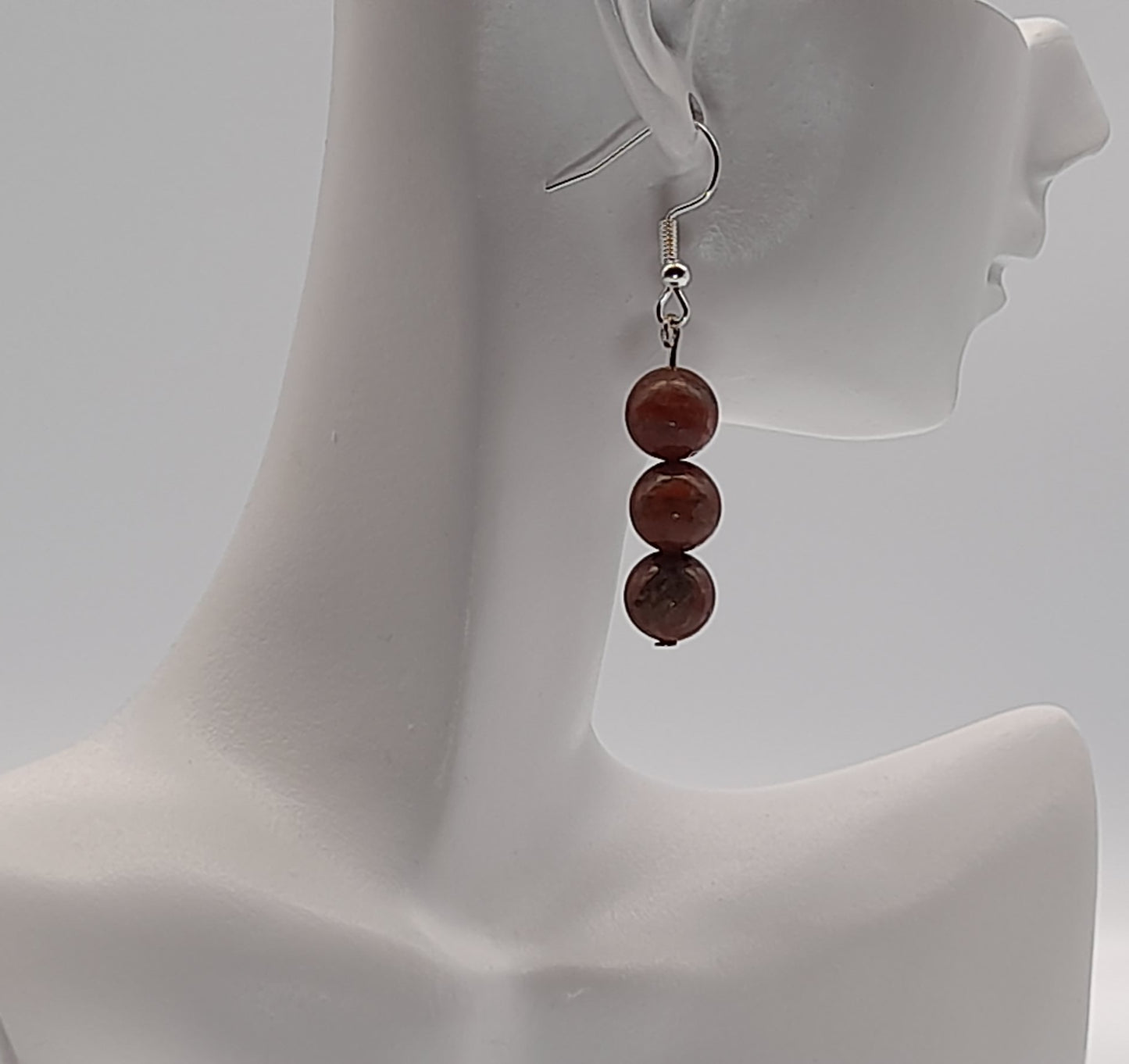 4 MODÈLES DE BOUCLES D'OREILLES EN PIERRE DE JASPE ROUGE - BIJOUX ARTISANAUX, UNIQUES & ORIGINAUX