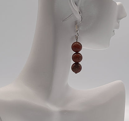4 MODÈLES DE BOUCLES D'OREILLES EN PIERRE DE JASPE ROUGE - BIJOUX ARTISANAUX, UNIQUES & ORIGINAUX