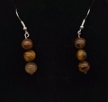 4 MODÈLES DE BOUCLES D'OREILLES EN PIERRE OEIL DU TIGRE - BIJOUX ARTISANAUX, UNIQUES & ORIGINAUX