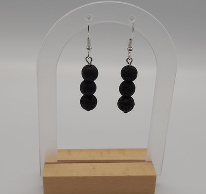 BOUCLES D'OREILLES EN PIERRE DE LAVE -  BIJOUX ARTISANAUX, UNIQUES & ORIGINAUX