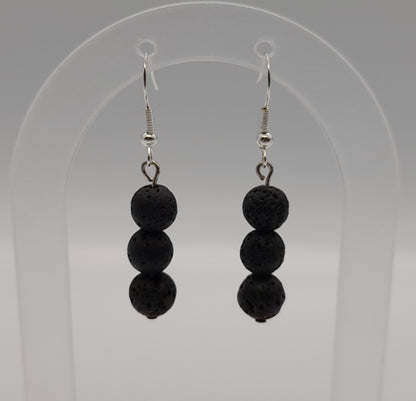 BOUCLES D'OREILLES EN PIERRE DE LAVE -  BIJOUX ARTISANAUX, UNIQUES & ORIGINAUX