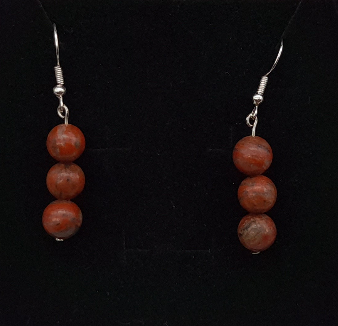 4 MODÈLES DE BOUCLES D'OREILLES EN PIERRE DE JASPE ROUGE - BIJOUX ARTISANAUX, UNIQUES & ORIGINAUX