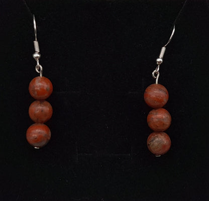 4 MODÈLES DE BOUCLES D'OREILLES EN PIERRE DE JASPE ROUGE - BIJOUX ARTISANAUX, UNIQUES & ORIGINAUX