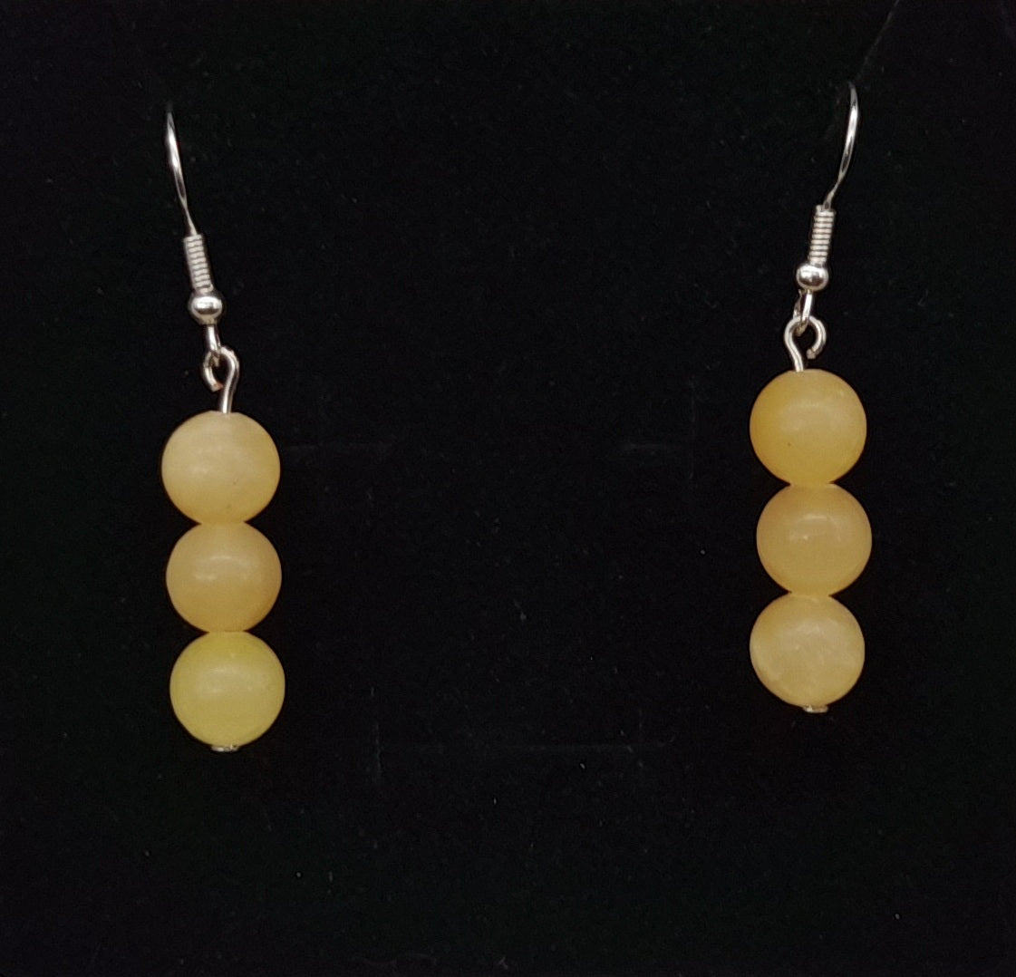 BOUCLES D'OREILLES EN PIERRE DE CALCITE JAUNE - BIJOUX ARTISANAUX, UNIQUES & ORIGINAUX