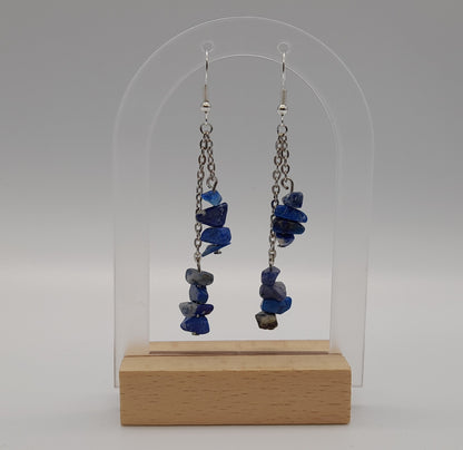 4 MODÈLES DE BOUCLES D'OREILLES EN PIERRE DE LAPIS LAZULI - BIJOUX ARTISANAUX, UNIQUES & ORIGINAUX