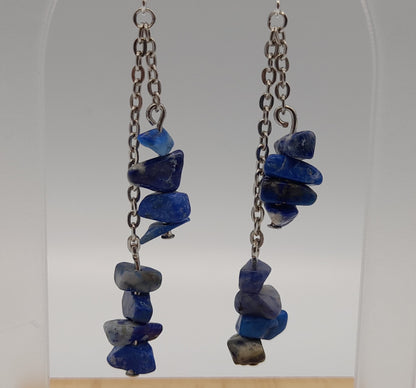 4 MODÈLES DE BOUCLES D'OREILLES EN PIERRE DE LAPIS LAZULI - BIJOUX ARTISANAUX, UNIQUES & ORIGINAUX