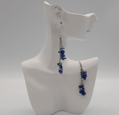 4 MODÈLES DE BOUCLES D'OREILLES EN PIERRE DE LAPIS LAZULI - BIJOUX ARTISANAUX, UNIQUES & ORIGINAUX
