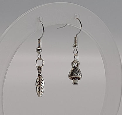 BOUCLES D'OREILLES DUO ORIGINAL " FLEUR TOURNESOL ou CHAMPIGNON + FEUILLE " - BIJOUX FANTAISIES AU CHOIX