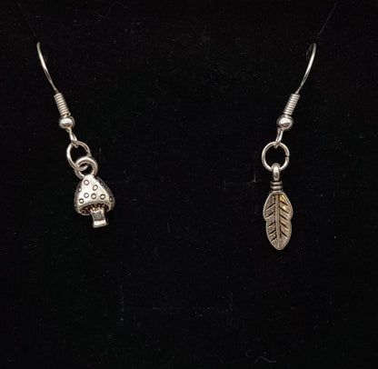 BOUCLES D'OREILLES DUO ORIGINAL " FLEUR TOURNESOL ou CHAMPIGNON + FEUILLE " - BIJOUX FANTAISIES AU CHOIX