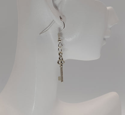 BOUCLES D'OREILLES COEURS DENTELLE OU CLÉS PORTE-BONHEUR - 3 MODÈLES  BIJOUX BRELOQUES FANTAISIES AU CHOIX