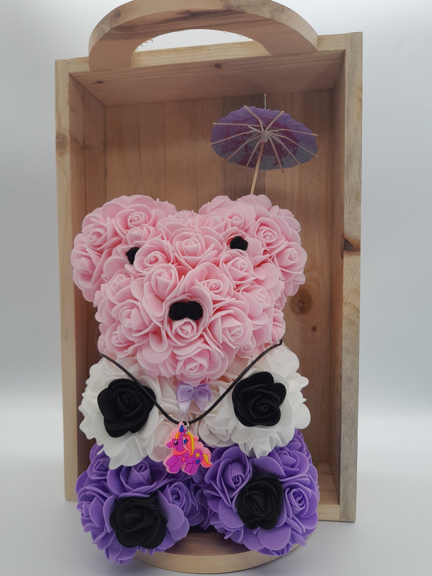 DÉCORATION " 2 EN 1 " OURSON 3 ÉTAGES (ROSE, VIOLET, BLANC) 3D + BIJOU FANTAISIE " - UNIQUE, ORIGINAL & ARTISANAL