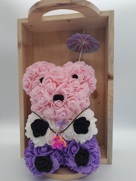 DÉCORATION " 2 EN 1 " OURSON 3 ÉTAGES (ROSE, VIOLET, BLANC) 3D + BIJOU FANTAISIE " - UNIQUE, ORIGINAL & ARTISANAL