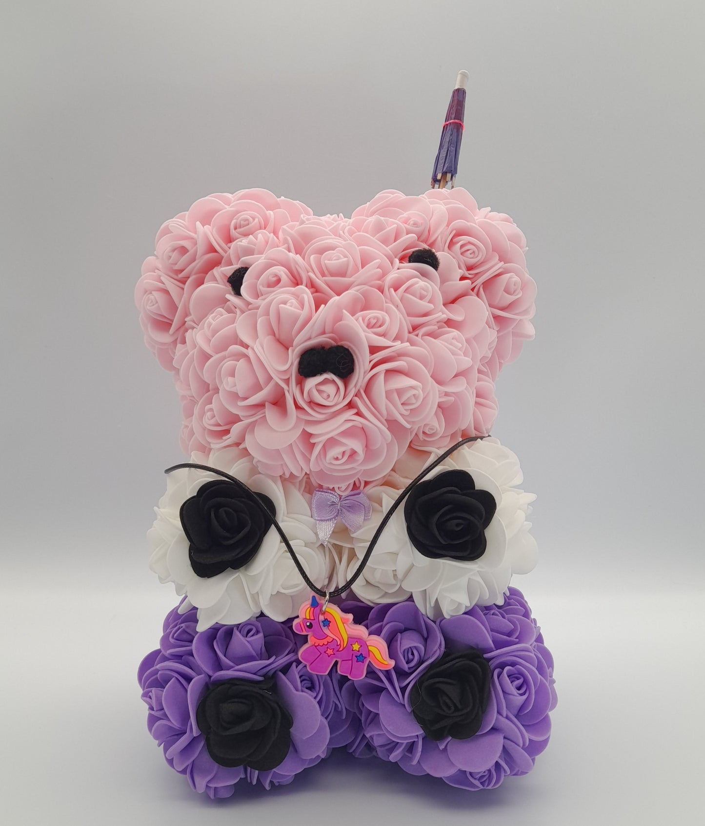 DÉCORATION " 2 EN 1 " OURSON 3 ÉTAGES (ROSE, VIOLET, BLANC) 3D + BIJOU FANTAISIE " - UNIQUE, ORIGINAL & ARTISANAL