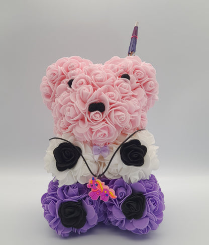 DÉCORATION " 2 EN 1 " OURSON 3 ÉTAGES (ROSE, VIOLET, BLANC) 3D + BIJOU FANTAISIE " - UNIQUE, ORIGINAL & ARTISANAL