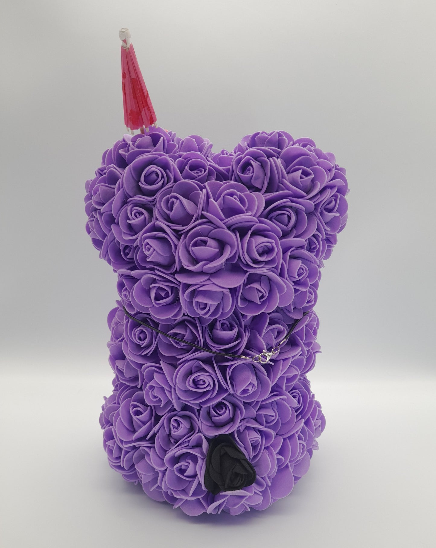 DÉCORATION " 2 EN 1 " JOLI OURSON VIOLET 3D + BIJOU FANTAISIE " - UNIQUE, ORIGINAL & ARTISANAL