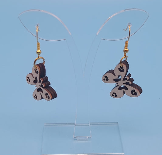 BOUCLES D'OREILLES MODÈLE PAPILLONS EN BOIS - UNIQUES, ORIGINALES & ARTISANALES