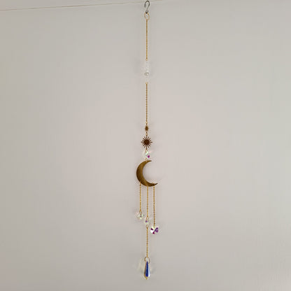 DÉCORATION SUNCATCHER " UNIVERS " avec SOLEIL & LUNE - ATTRAPE SOLEIL UNIQUE, ARTISANAL & ORIGINAL