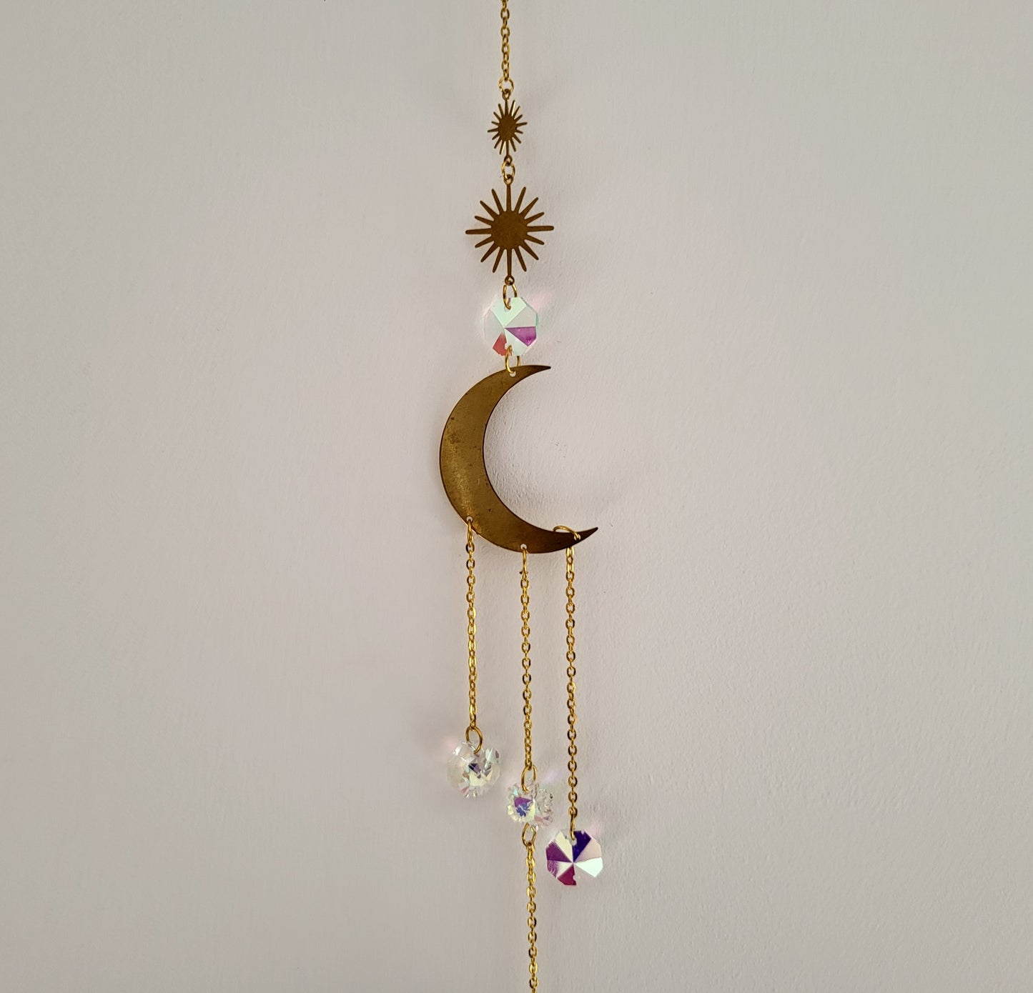 DÉCORATION SUNCATCHER " UNIVERS " avec SOLEIL & LUNE - ATTRAPE SOLEIL UNIQUE, ARTISANAL & ORIGINAL