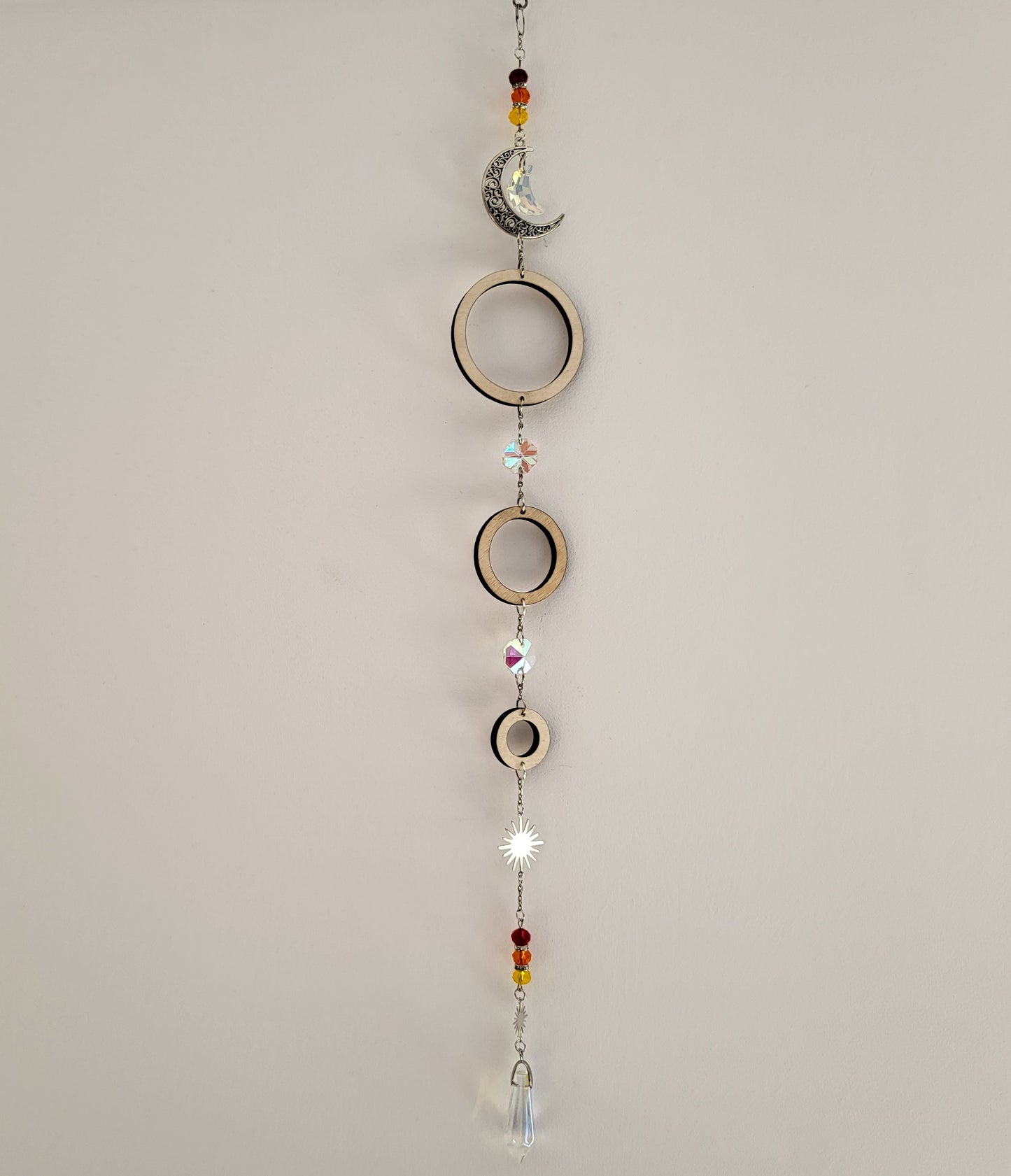 DÉCORATION SUNCATCHER " UNIVERS " avec SOLEIL & LUNE - ATTRAPE SOLEIL UNIQUE, ARTISANAL & ORIGINAL