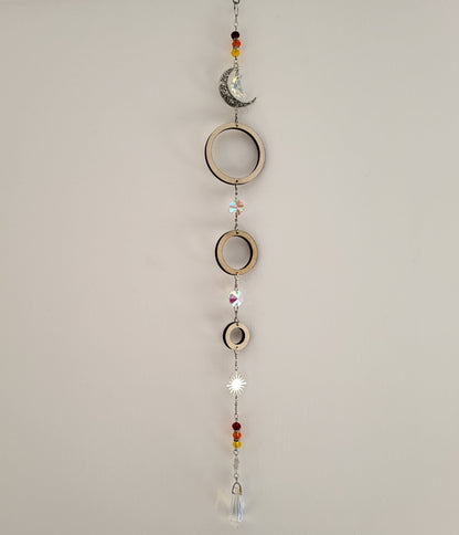 DÉCORATION SUNCATCHER " UNIVERS " avec SOLEIL & LUNE - ATTRAPE SOLEIL UNIQUE, ARTISANAL & ORIGINAL