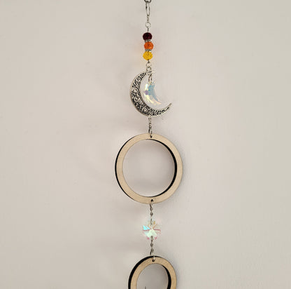 DÉCORATION SUNCATCHER " UNIVERS " avec SOLEIL & LUNE - ATTRAPE SOLEIL UNIQUE, ARTISANAL & ORIGINAL