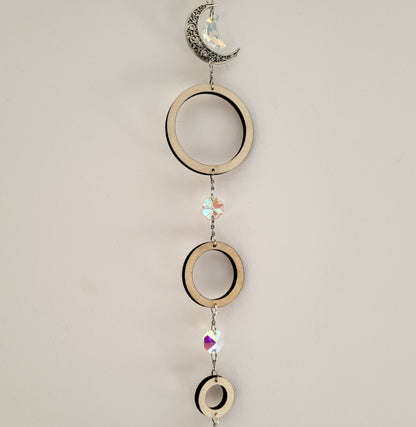 DÉCORATION SUNCATCHER " UNIVERS " avec SOLEIL & LUNE - ATTRAPE SOLEIL UNIQUE, ARTISANAL & ORIGINAL