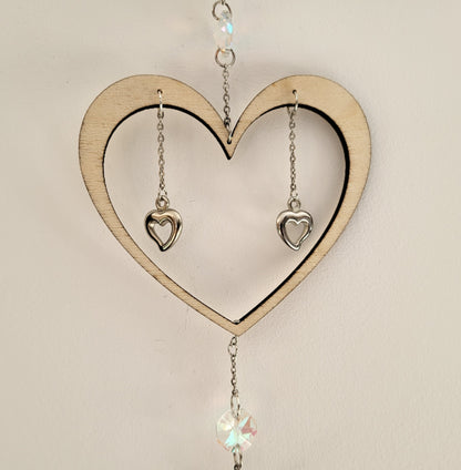 DÉCORATION SUNCATCHER 7 CHAKRAS + ANGE & PAPILLONS + COEUR EN  BOIS - ATTRAPE SOLEIL UNIQUE, ARTISANAL & ORIGINAL