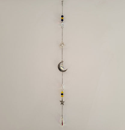 DÉCORATION SUNCATCHER " UNIVERS " avec SOLEIL, LUNE & ÉTOILE - ATTRAPE SOLEIL UNIQUE, ARTISANAL & ORIGINAL