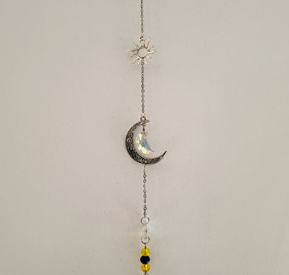 DÉCORATION SUNCATCHER " UNIVERS " avec SOLEIL, LUNE & ÉTOILE - ATTRAPE SOLEIL UNIQUE, ARTISANAL & ORIGINAL