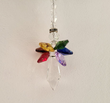 DÉCORATION SUNCATCHER ÉTOILES EN BOIS + ANGES 7 CHAKRAS - ATTRAPE SOLEIL UNIQUE, ARTISANAL & ORIGINAL