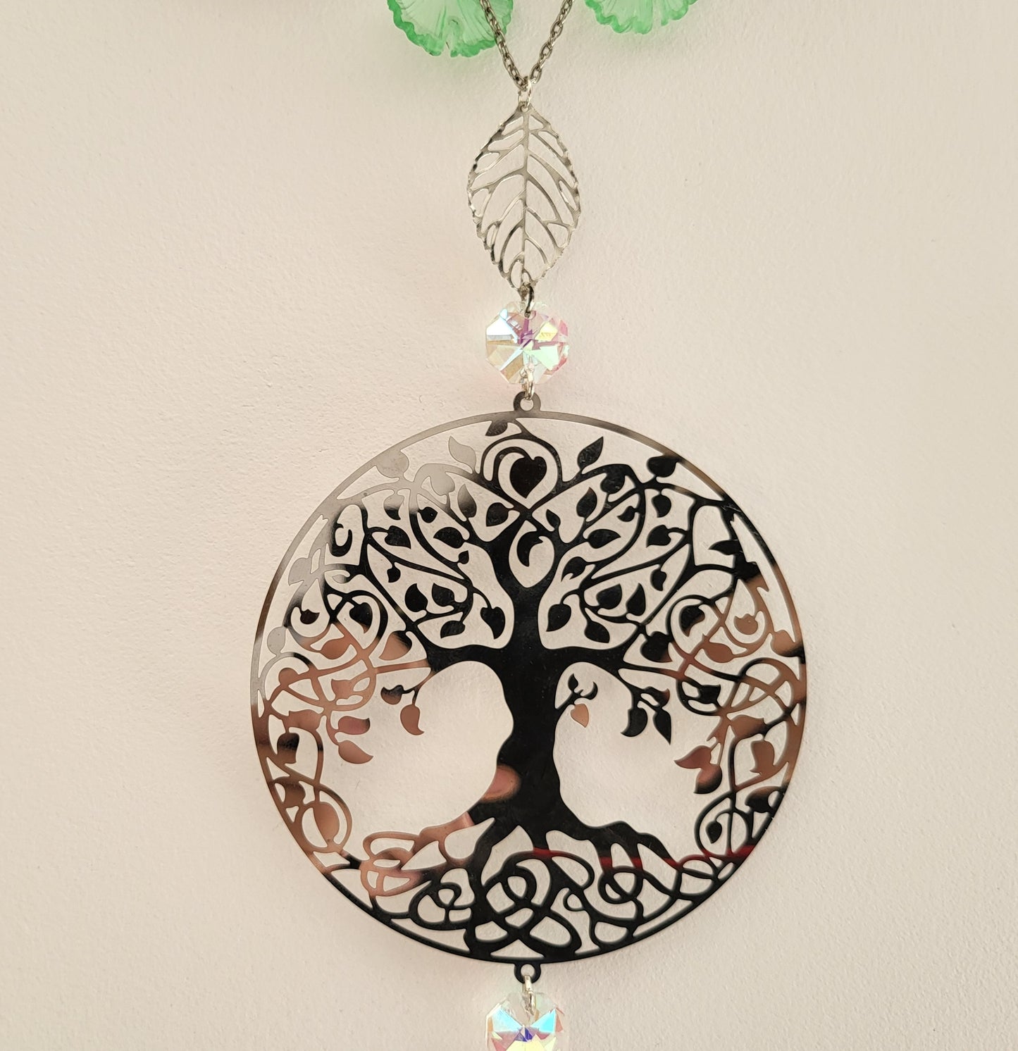 DÉCORATION SUNCATCHER EN BOIS FLOTTÉ + ARBRE DE VIE EN MÉTAL - ATTRAPE SOLEIL UNIQUE, ARTISANAL & ORIGINAL