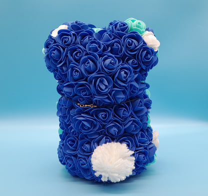 DÉCORATION " 2 EN 1 " OURSON BLEU 3D + BIJOU FANTAISIE " - UNIQUE, ORIGINAL & ARTISANAL