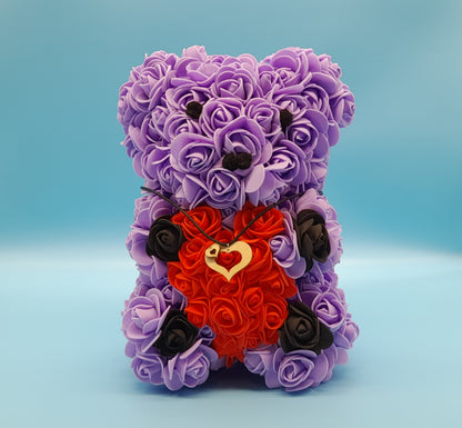 DÉCORATION " 2 EN 1 " OURSON AMOUREUX AU GRAND COEUR EN 3D + BIJOU FANTAISIE " - UNIQUE, ORIGINAL & ARTISANAL