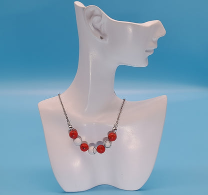 COLLIERS DUO DE 7 PERLES EN PIERRE HOWLITE - BIJOUX ARTISANAUX, UNIQUES & ORIGINAUX