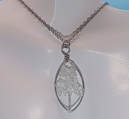 DIVERS COLLIERS + PENDENTIFS ARBRES DE VIE EN PIERRE CRISTAL DE ROCHE - BIJOUX ARTISANAUX, UNIQUES & ORIGINAUX