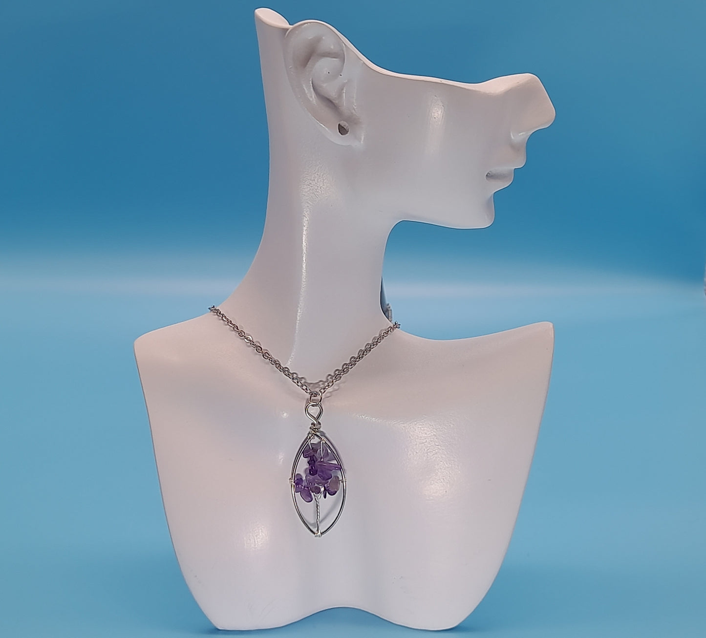 DIVERS COLLIERS + PENDENTIFS ARBRES DE VIE EN  PIERRE AMÉTHYSTE - BIJOUX ARTISANAUX, UNIQUES & ORIGINAUX