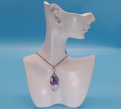 DIVERS COLLIERS + PENDENTIFS ARBRES DE VIE EN  PIERRE AMÉTHYSTE - BIJOUX ARTISANAUX, UNIQUES & ORIGINAUX