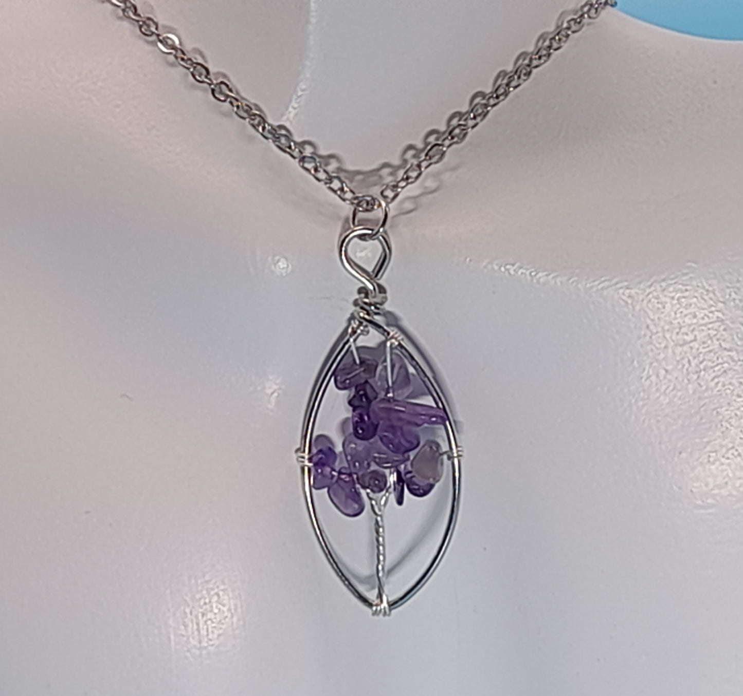 DIVERS COLLIERS + PENDENTIFS ARBRES DE VIE EN  PIERRE AMÉTHYSTE - BIJOUX ARTISANAUX, UNIQUES & ORIGINAUX