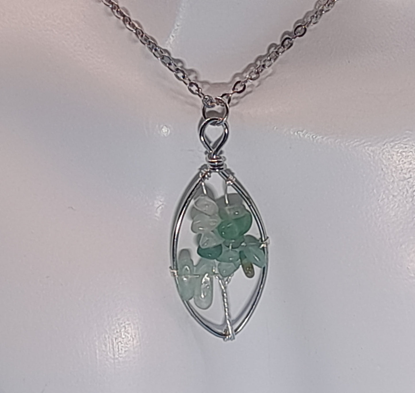DIVERS COLLIERS + PENDENTIFS ARBRES DE VIE EN PIERRE AVENTURINE VERTE - BIJOUX ARTISANAUX, UNIQUES & ORIGINAUX