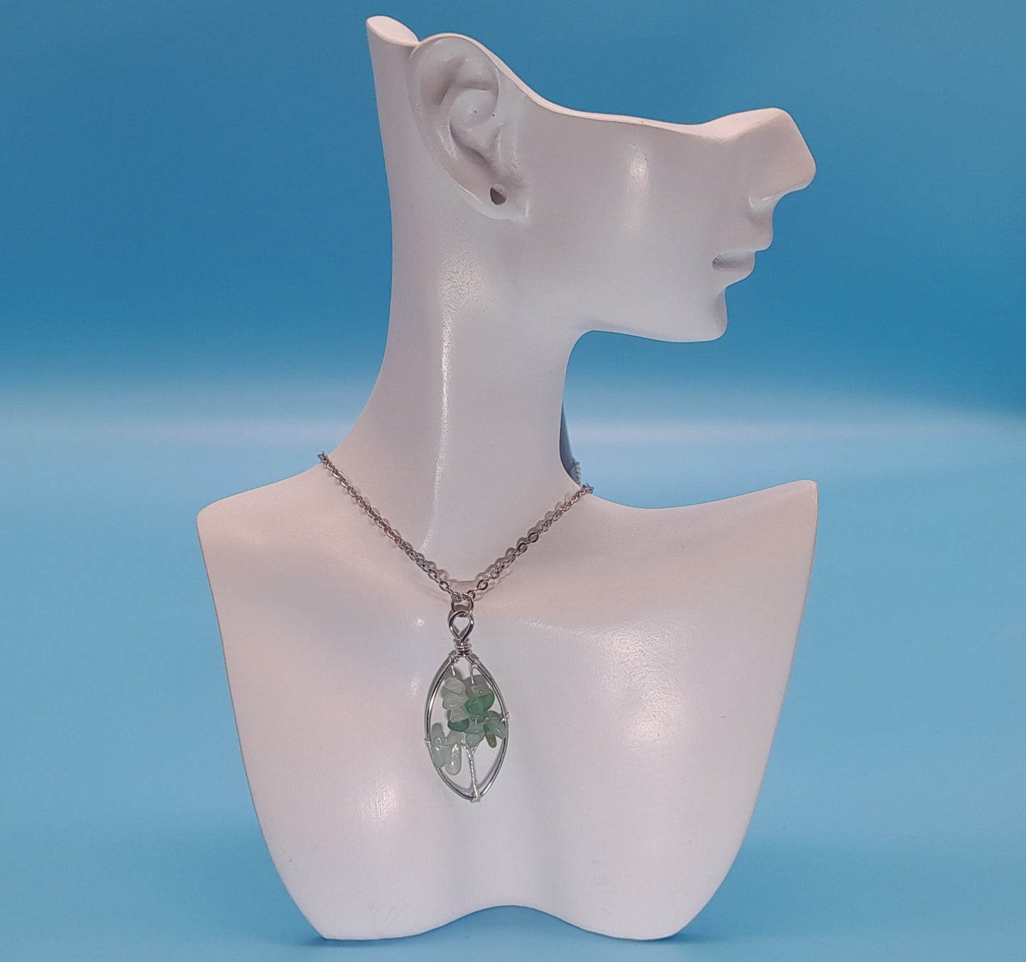 DIVERS COLLIERS + PENDENTIFS ARBRES DE VIE EN PIERRE AVENTURINE VERTE - BIJOUX ARTISANAUX, UNIQUES & ORIGINAUX