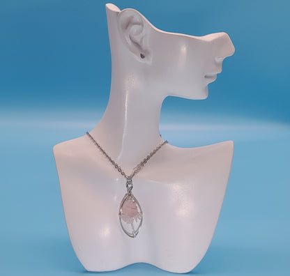 DIVERS COLLIERS + PENDENTIFS ARBRES DE VIE EN PIERRE QUARTZ ROSE - BIJOUX ARTISANAUX, UNIQUES & ORIGINAUX