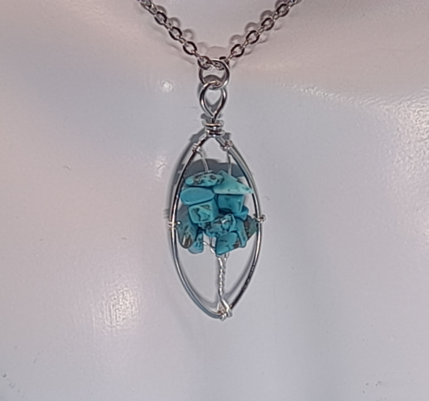 DIVERS COLLIERS + PENDENTIFS ARBRES DE VIE EN PIERRE DE TURQUOISE - BIJOUX ARTISANAUX, UNIQUES & ORIGINAUX