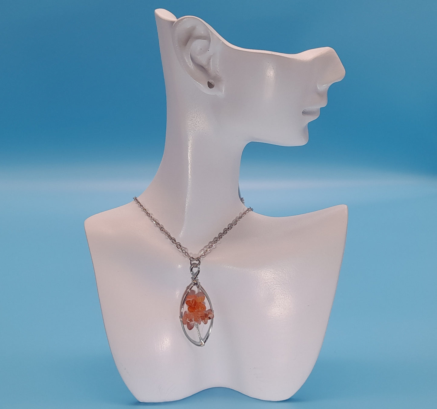 DIVERS COLLIERS + PENDENTIFS ARBRES DE VIE EN PIERRE DE CORNALINE - BIJOUX ARTISANAUX, UNIQUES & ORIGINAUX