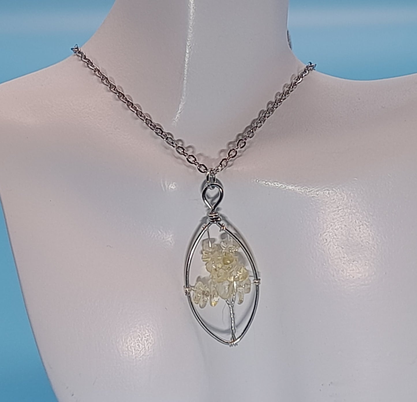 DIVERS COLLIERS + PENDENTIFS ARBRES DE VIE EN PIERRE DE CITRINE - BIJOUX ARTISANAUX, UNIQUES & ORIGINAUX
